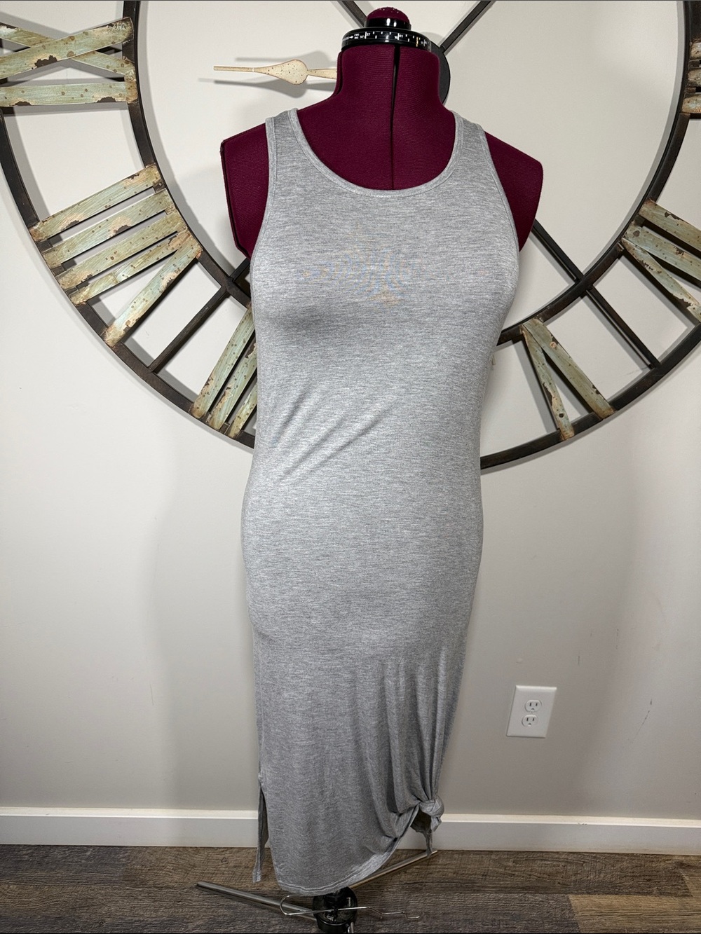 West Loop Classic Sleeveless Tank Maxi Dress - Gray New
